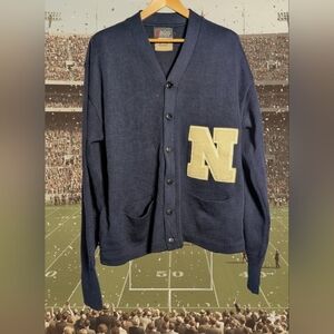 1950s Whiting Los Angeles Navy Wool Cardigan Letter Sweater Sisul N Sz 50